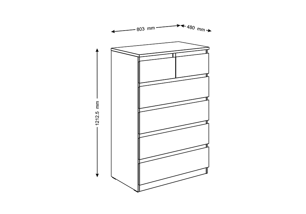 Комод высокий Мальта 6 ящиков дуб венге
