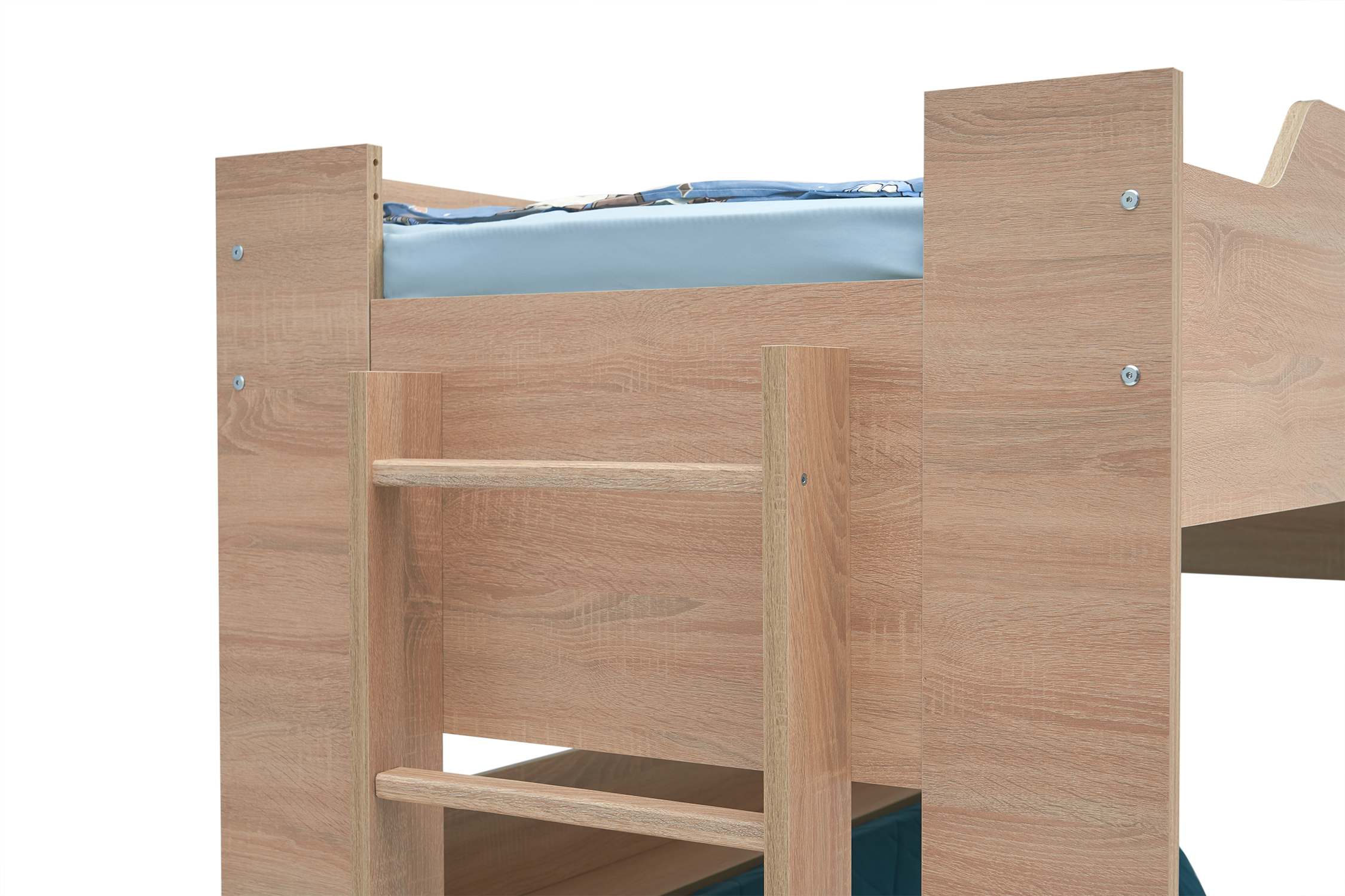 Двухъярусная кровать с диван-кроватью велюр синий / дуб сонома арт. 08 ...