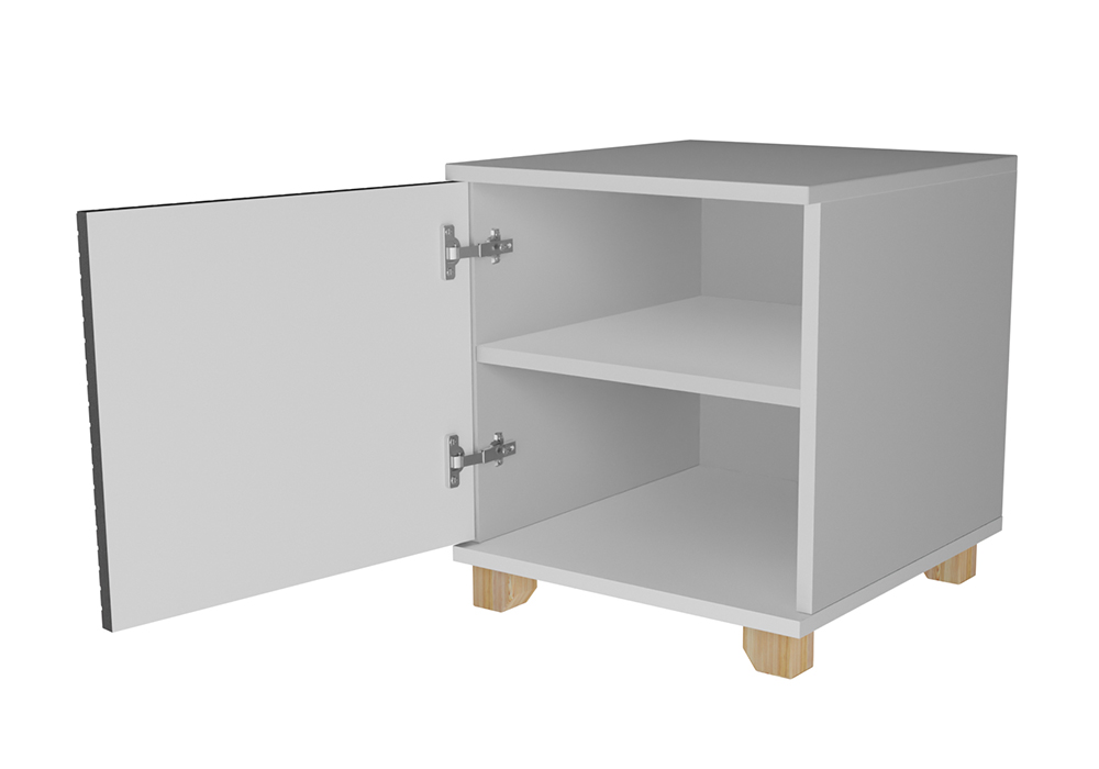 Тумба прикроватная со створкой Копенгаген белая / серый графит