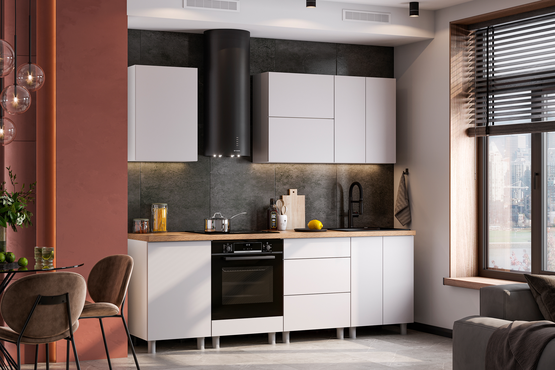 Модульная кухня Монора серебрянная вуаль