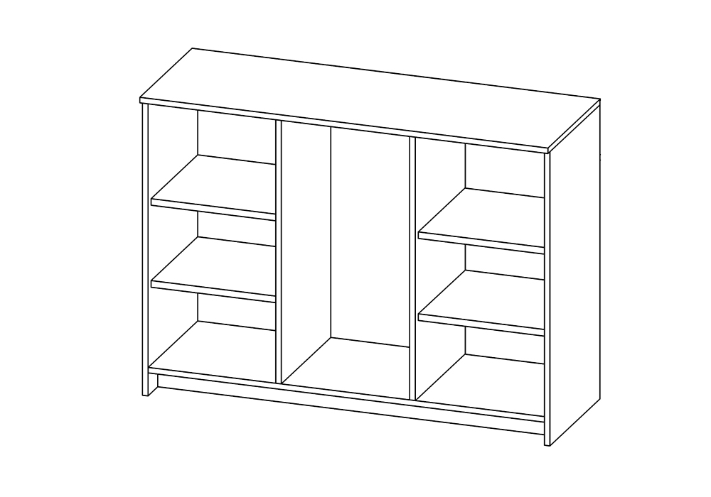 Комод с дверцами Сириус со стеклом и 3 ящиками белый
