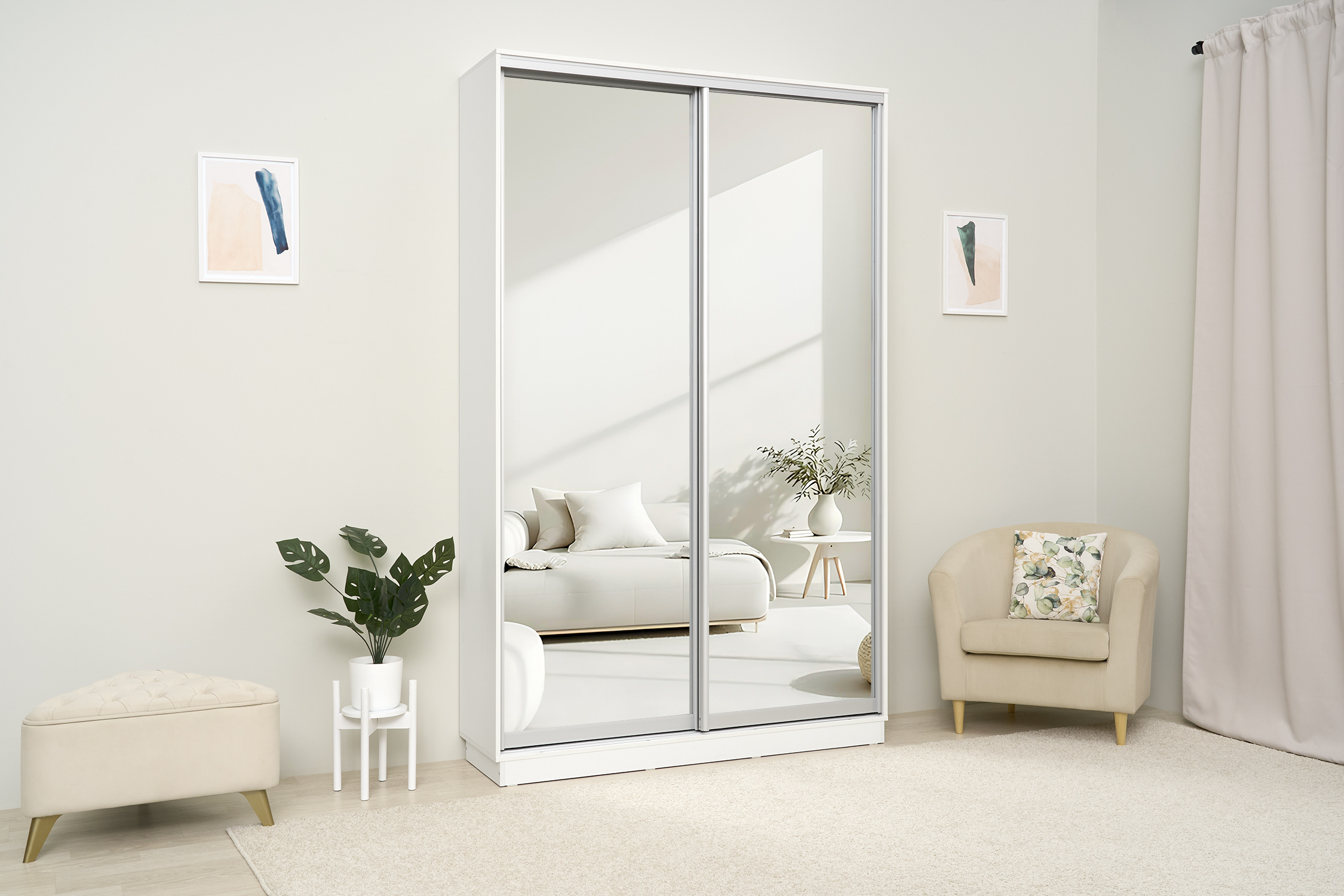 Шкаф-купе двухдверный Арго белый