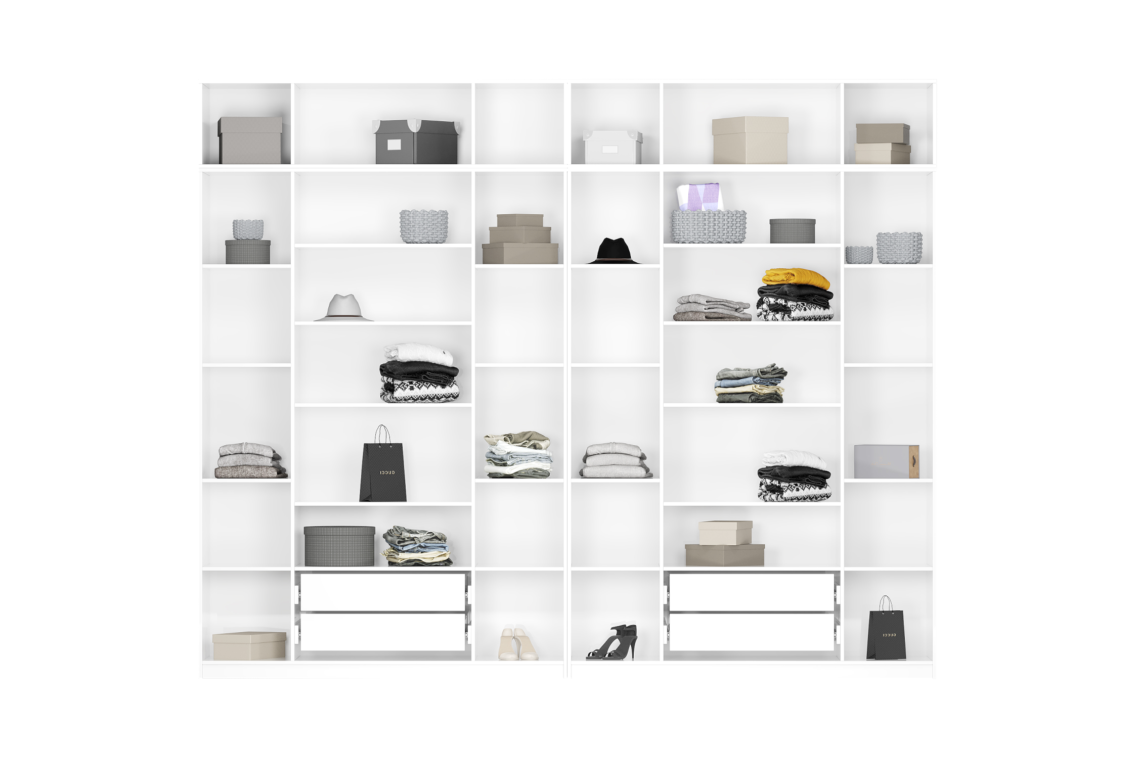 Комплект шкафов Тивина 3.2 м с антресолью белый текстурный