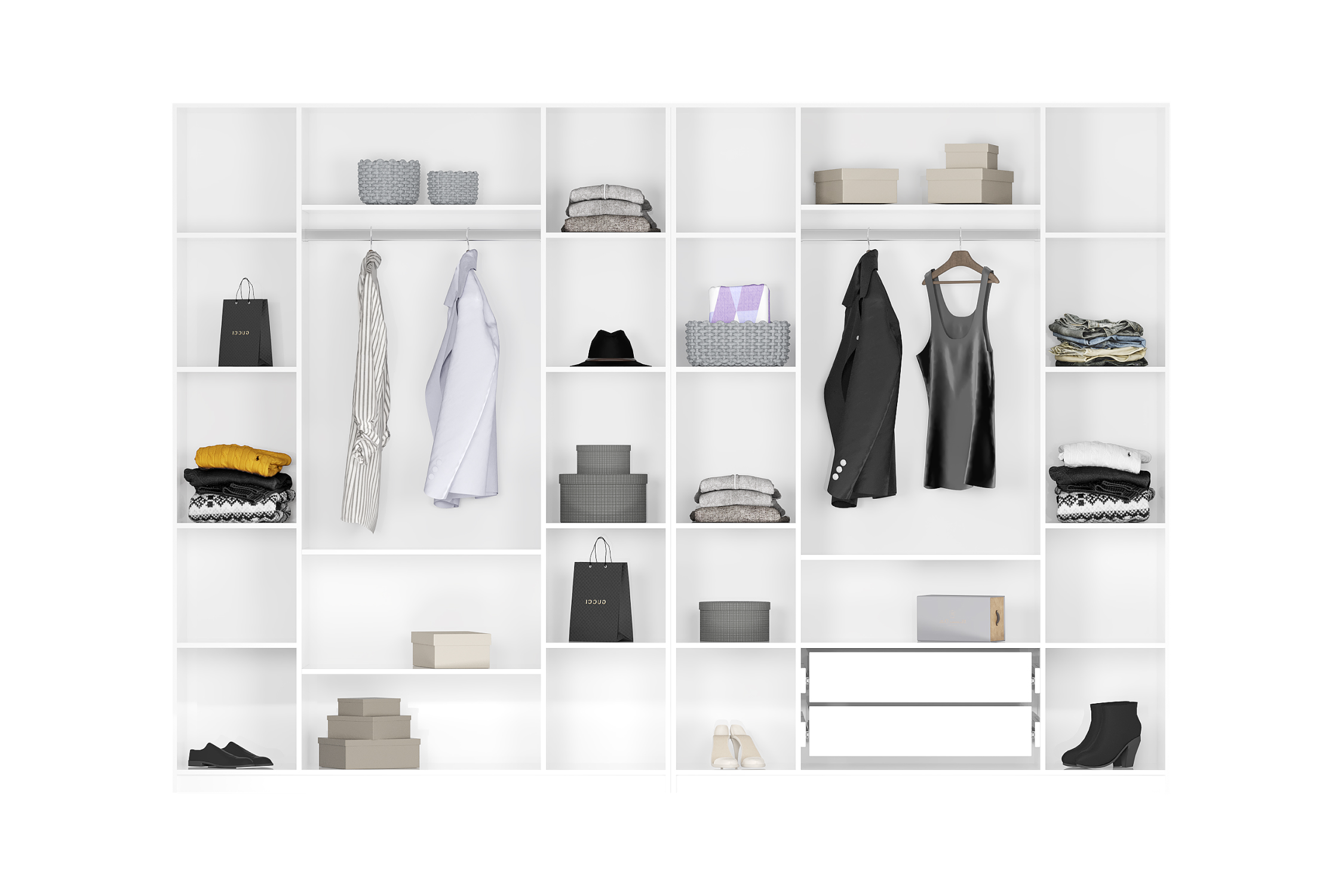 Комплект шкафов Тивина 3.2 м белый текстурный