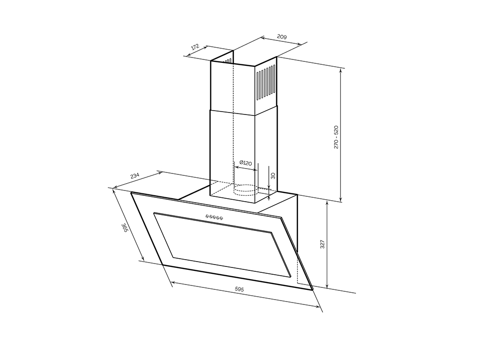 Наклонная вытяжка LEX MIO 600 GREY