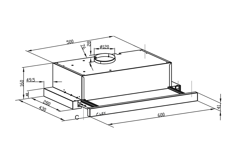 Встраиваемая вытяжка LEX HIDE G 600 WHITE