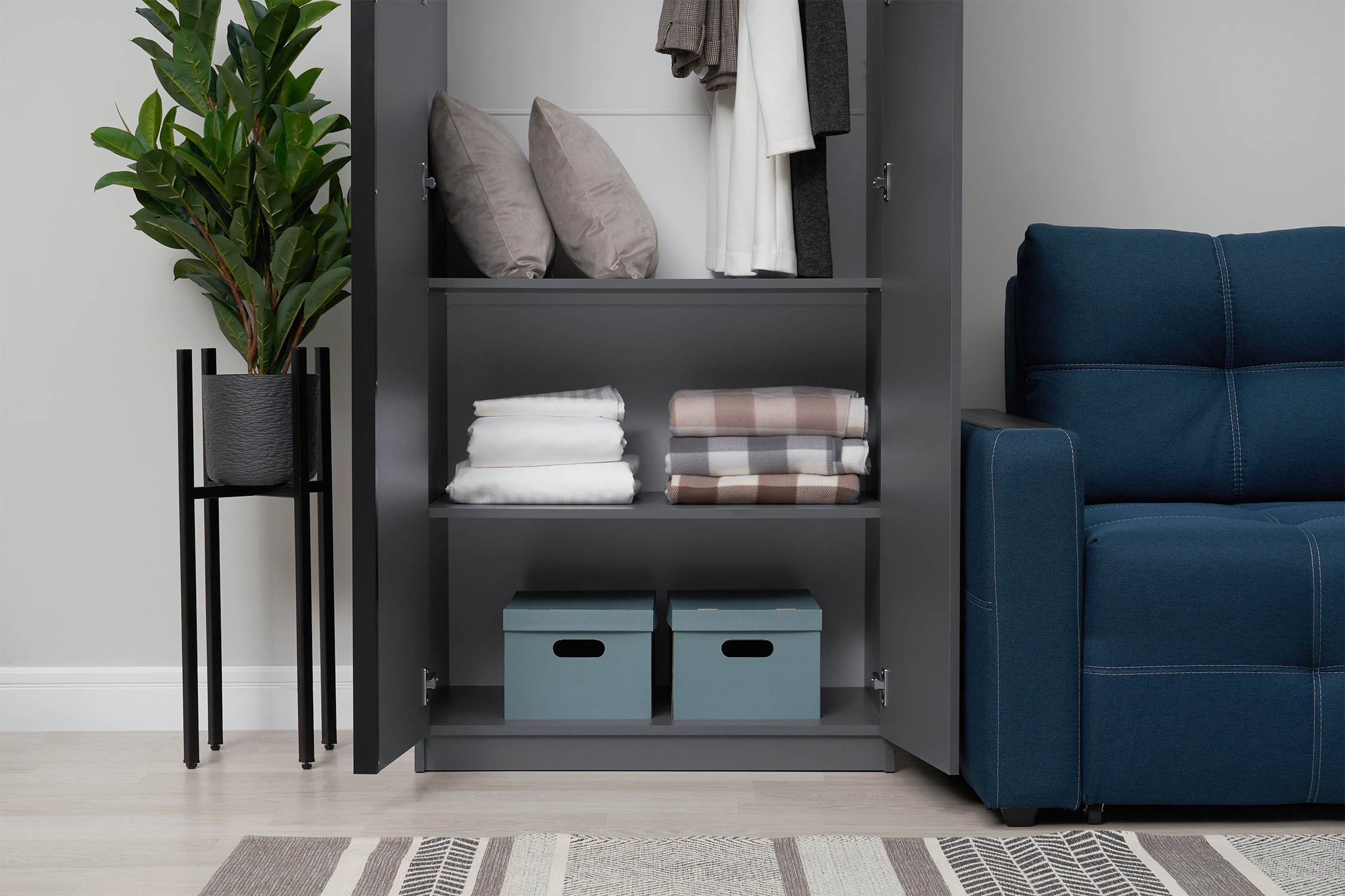 Шкаф 2-х створчатый Тивина графит серый