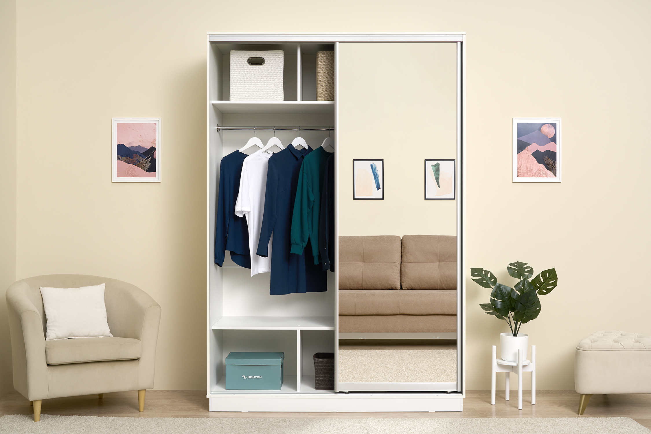 Шкаф-купе двухдверный Арго белый