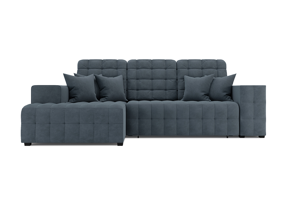 Диван угловой еврокнижка Мадрид велюр серо-синий