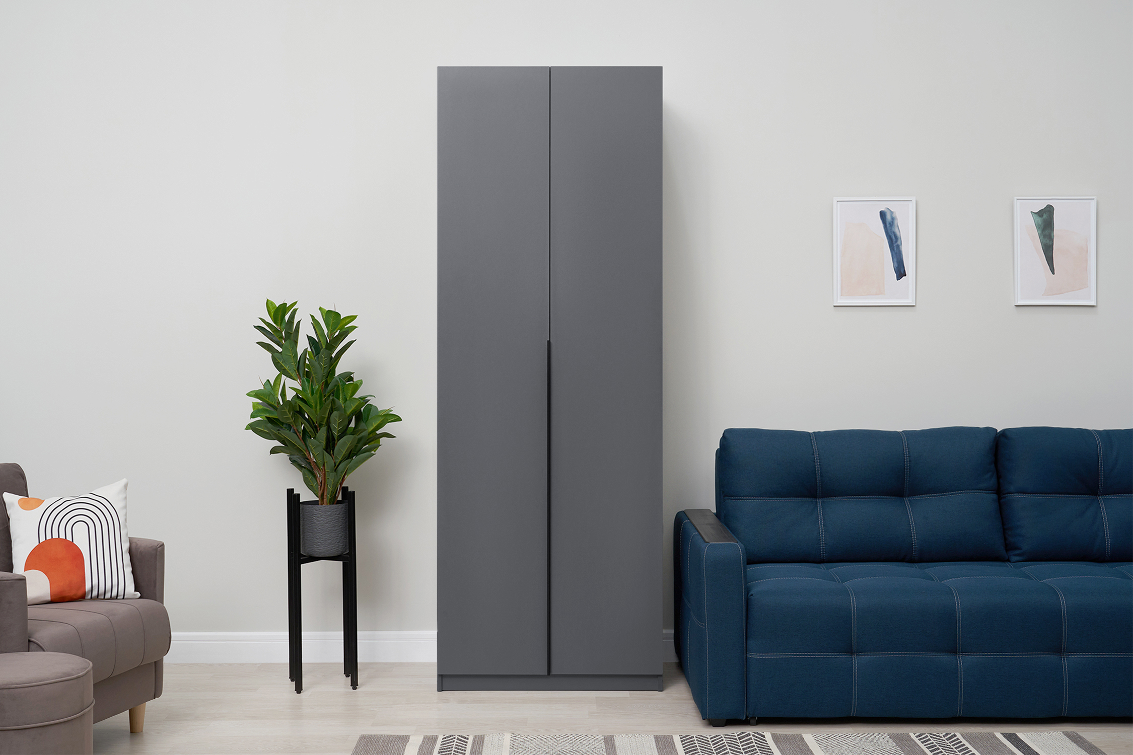 Шкаф 2-х створчатый Тивина графит серый