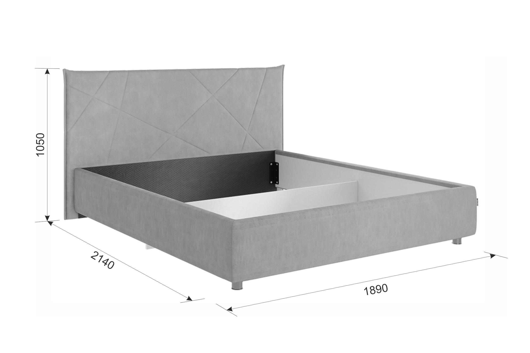 Кровать Квест светло-серая арт. 08-88135 160х200 см двуспальная купить ...