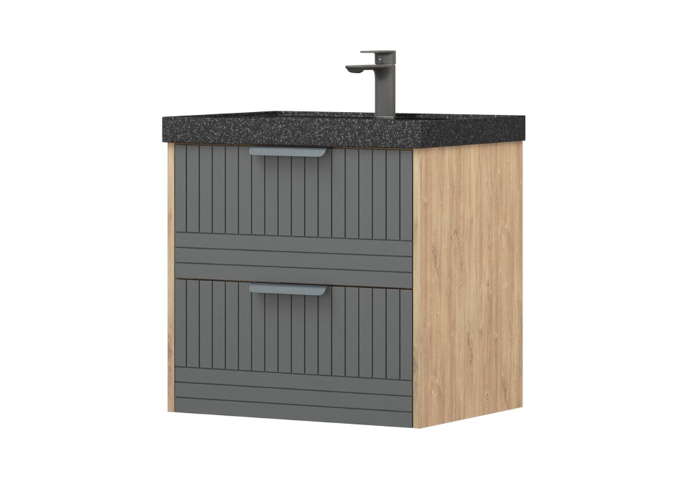 Тумба навесная Инди 60 дуб канзас / графит