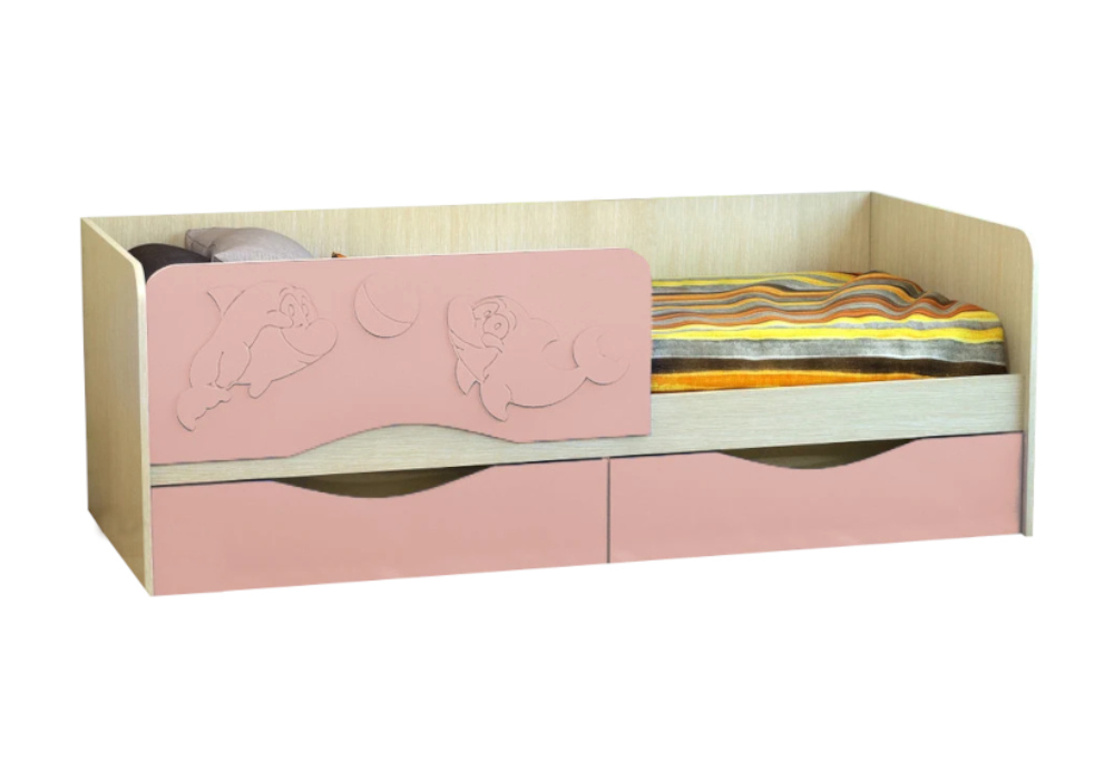 Детская кровать Дельфин-2 розовый металлик / белфорд