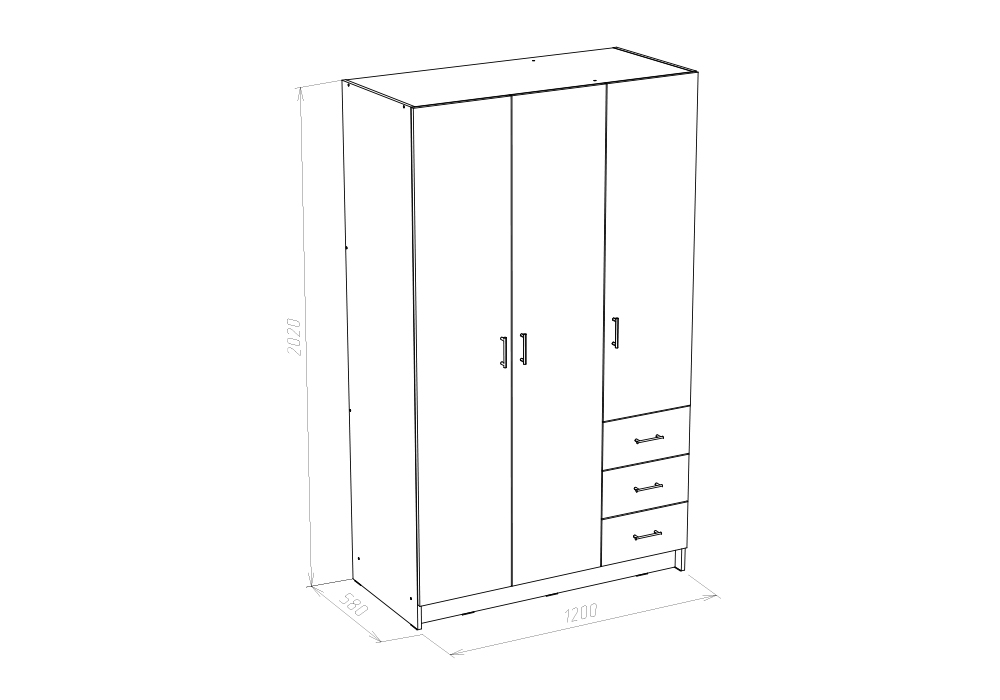 Шкаф для одежды 3 дверный лофт