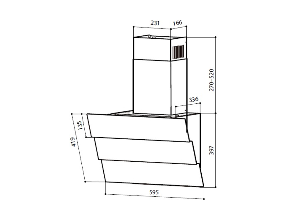 Наклонная вытяжка RIO GS 600 WHITE