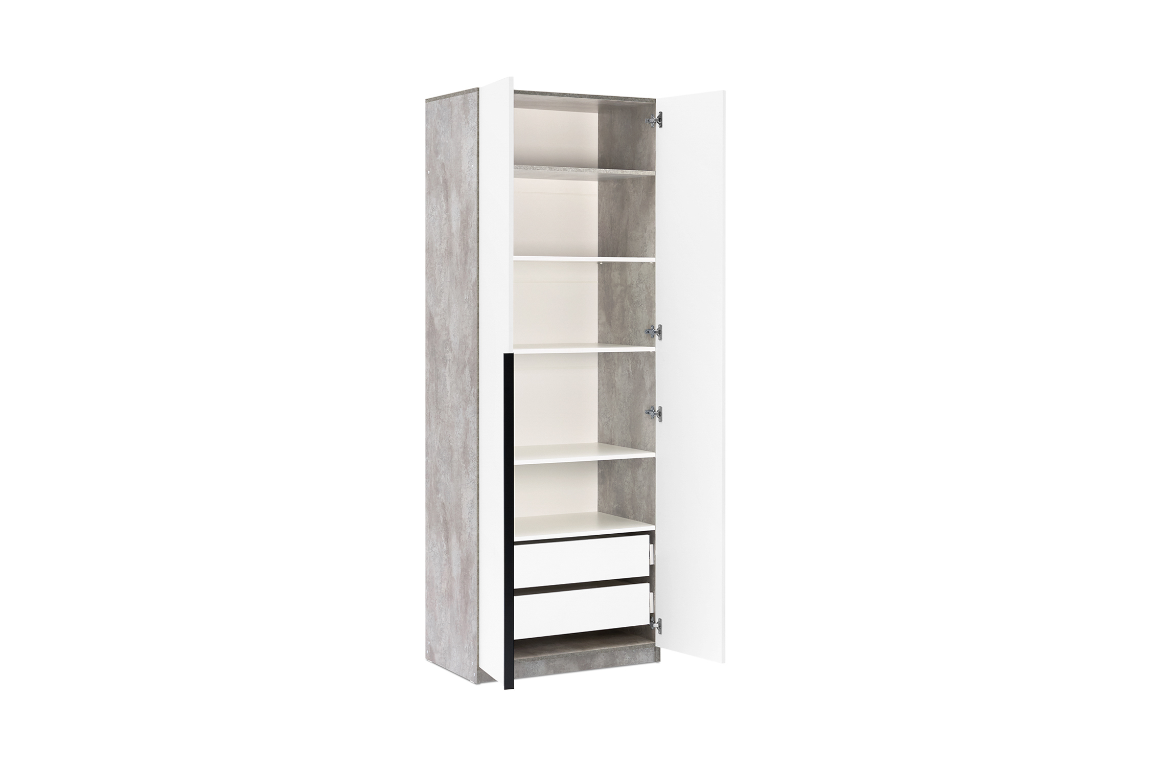 Шкаф 2-х створчатый Тивина цемент светлый / белый шагрень