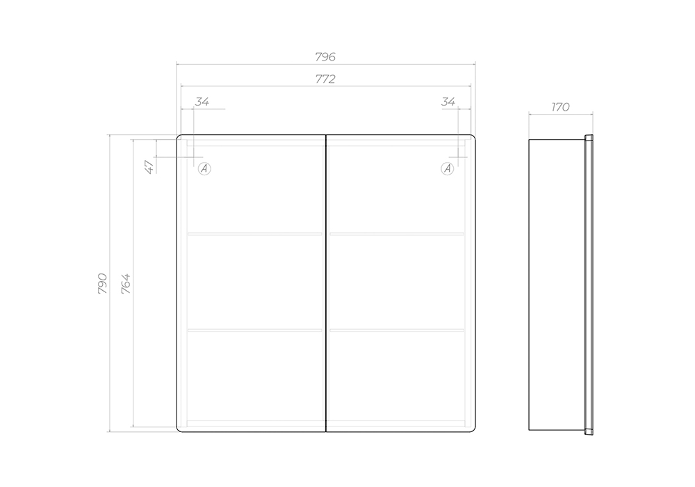 Зеркальный шкаф Geometry 800 с LED подсветкой и бесконтактным включением