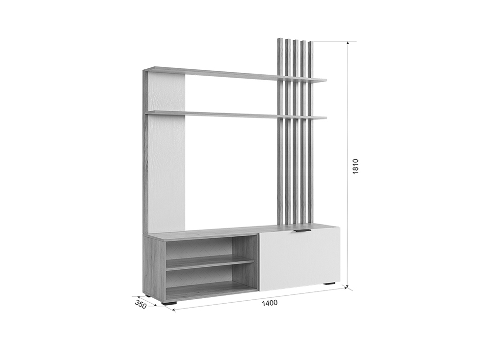 Стенка Бери дуб крафт золотой / графит