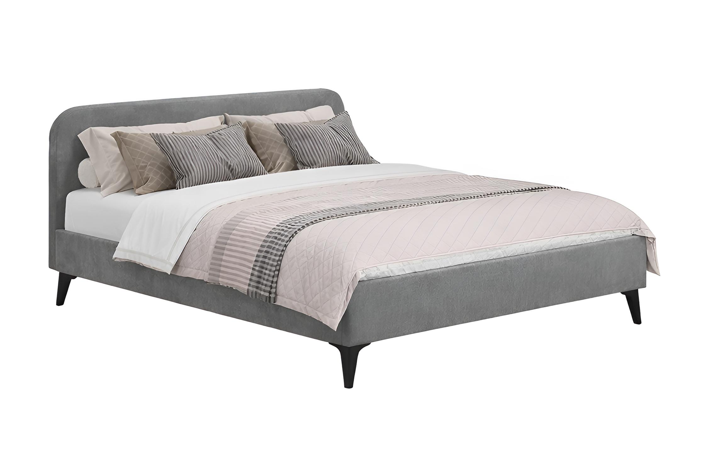 Кровать двуспальная с высокими ножками Лофт серая