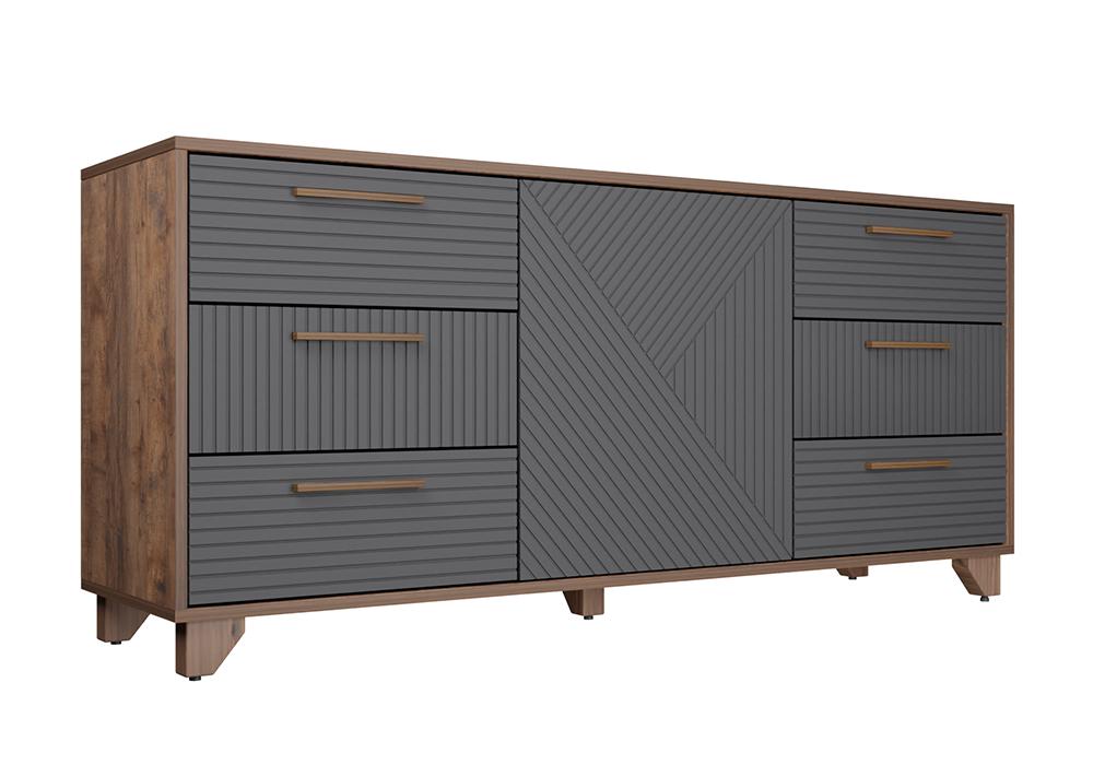 Комод Копенгаген дуб самдал / серый графит