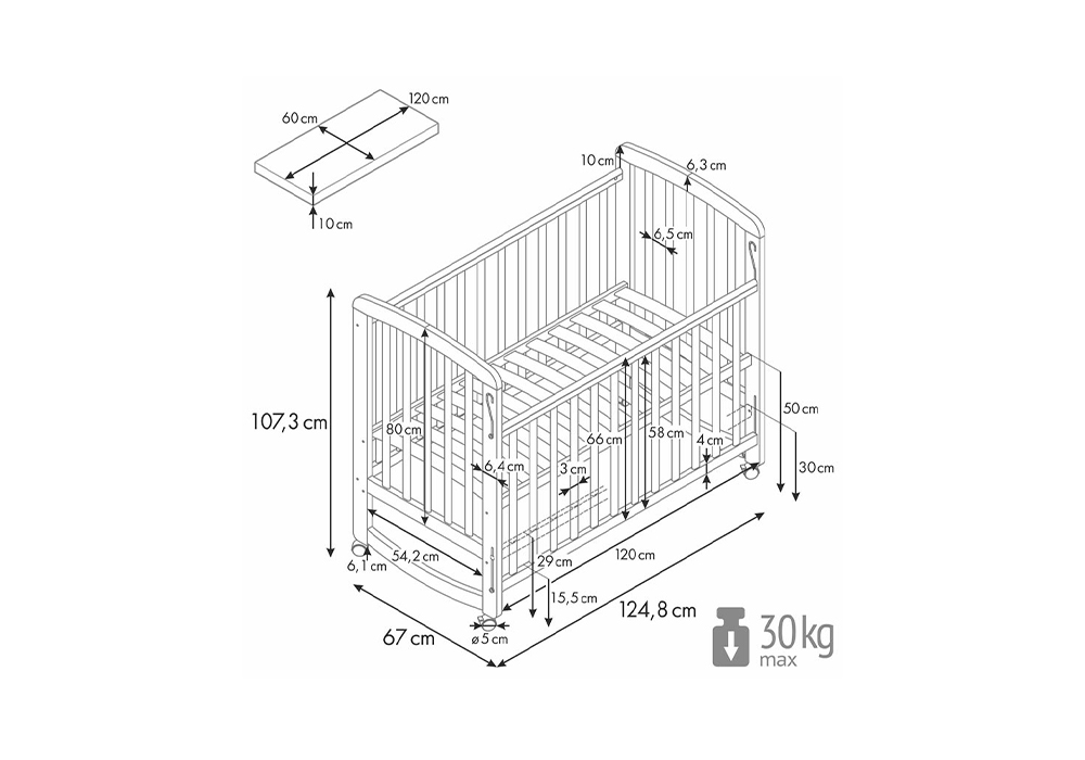 Кроватка детская Simple 304 белая
