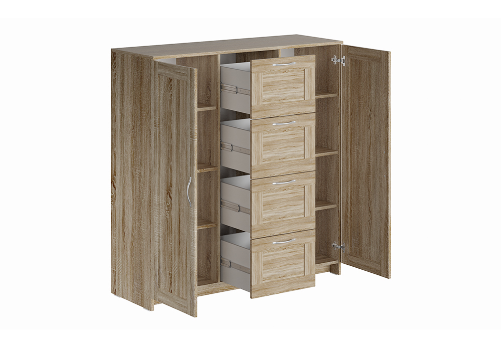 Комод с дверцами Сириус 4 ящика сонома