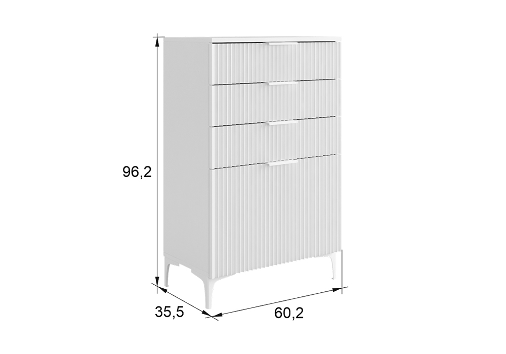 Комод Зефир белое дерево / серый