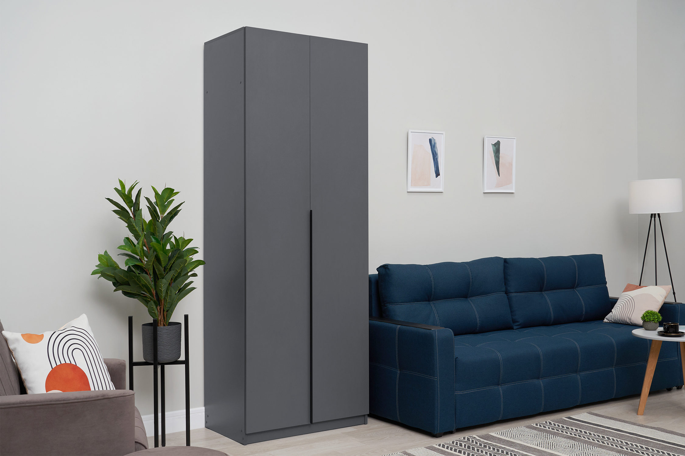 Шкаф 2-х створчатый Тивина графит серый