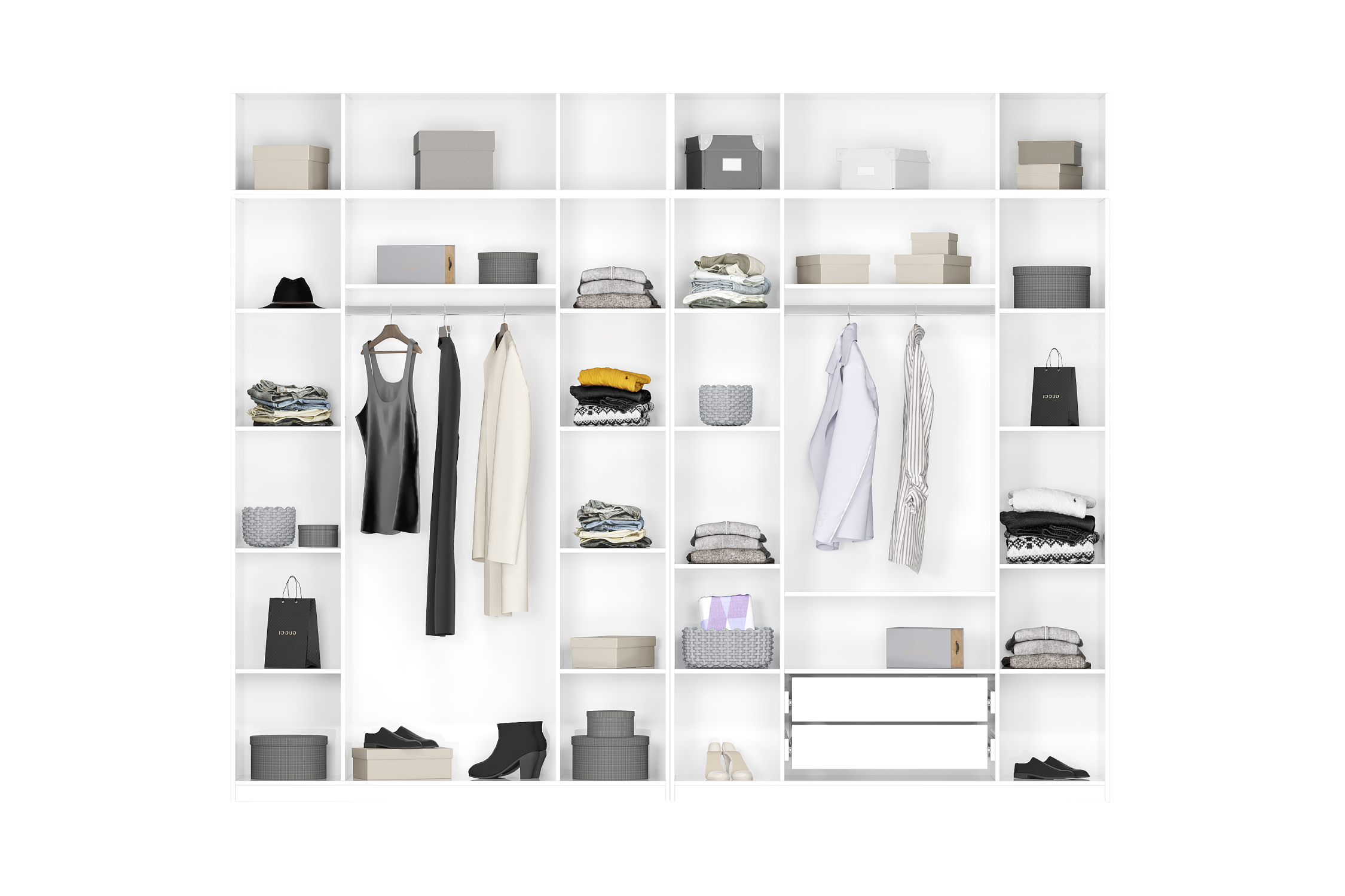 Комплект шкафов Тивина 3.2 м с антресолью белый текстурный