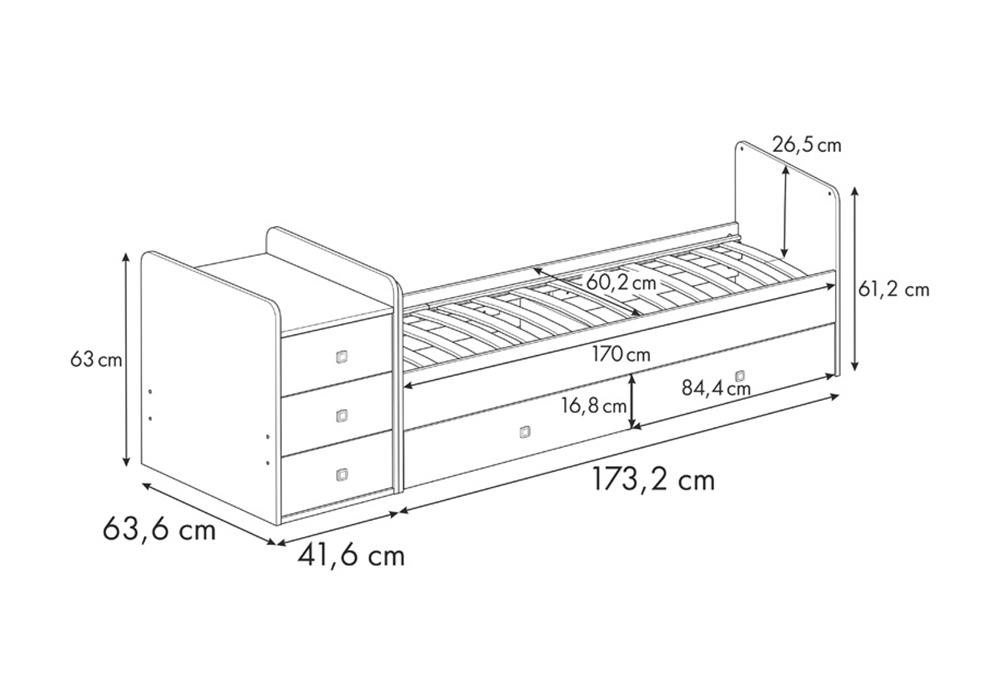 Кроватка polini simple 1100 с комодом трансформер