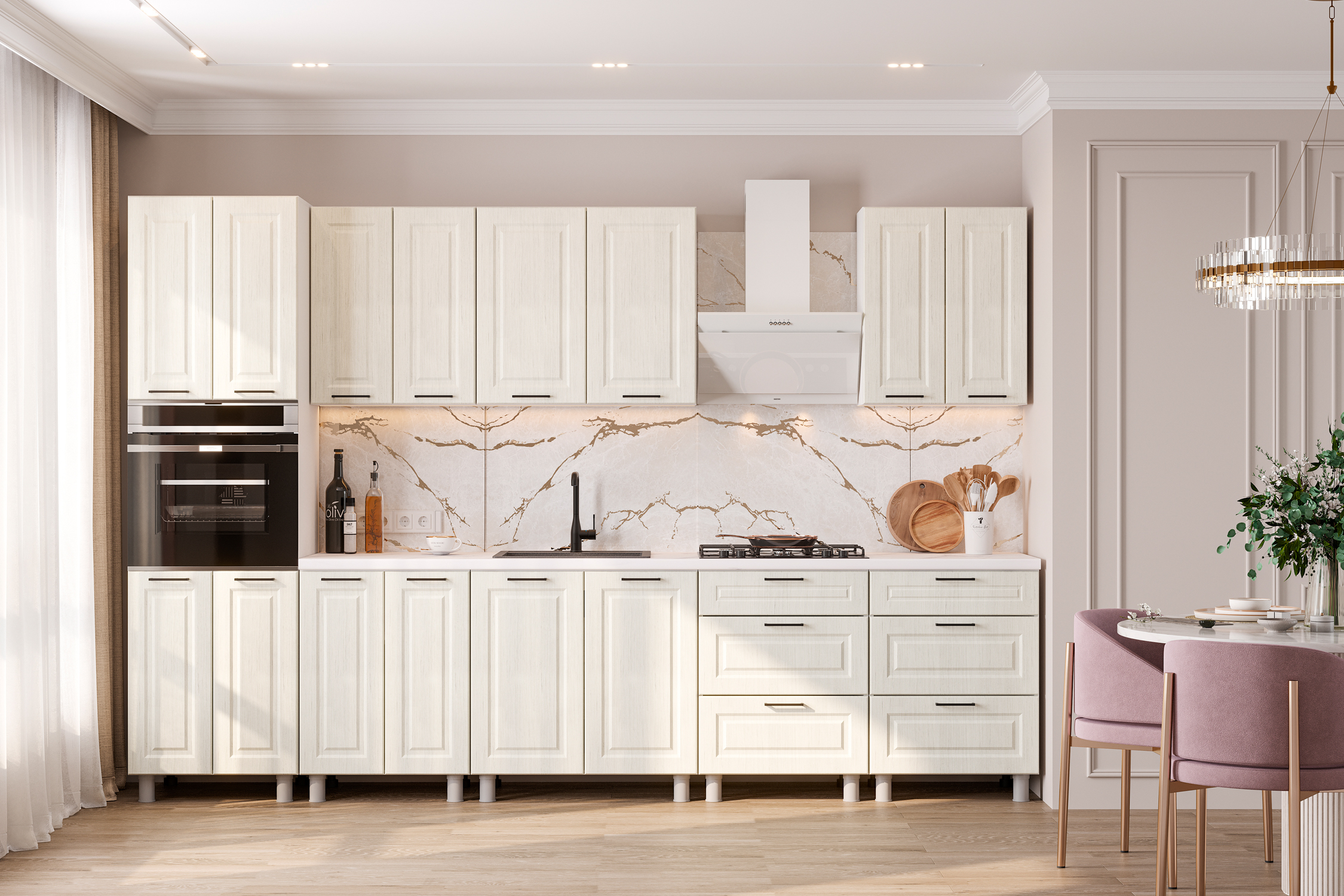 Модульная кухня Портленд карельская береза