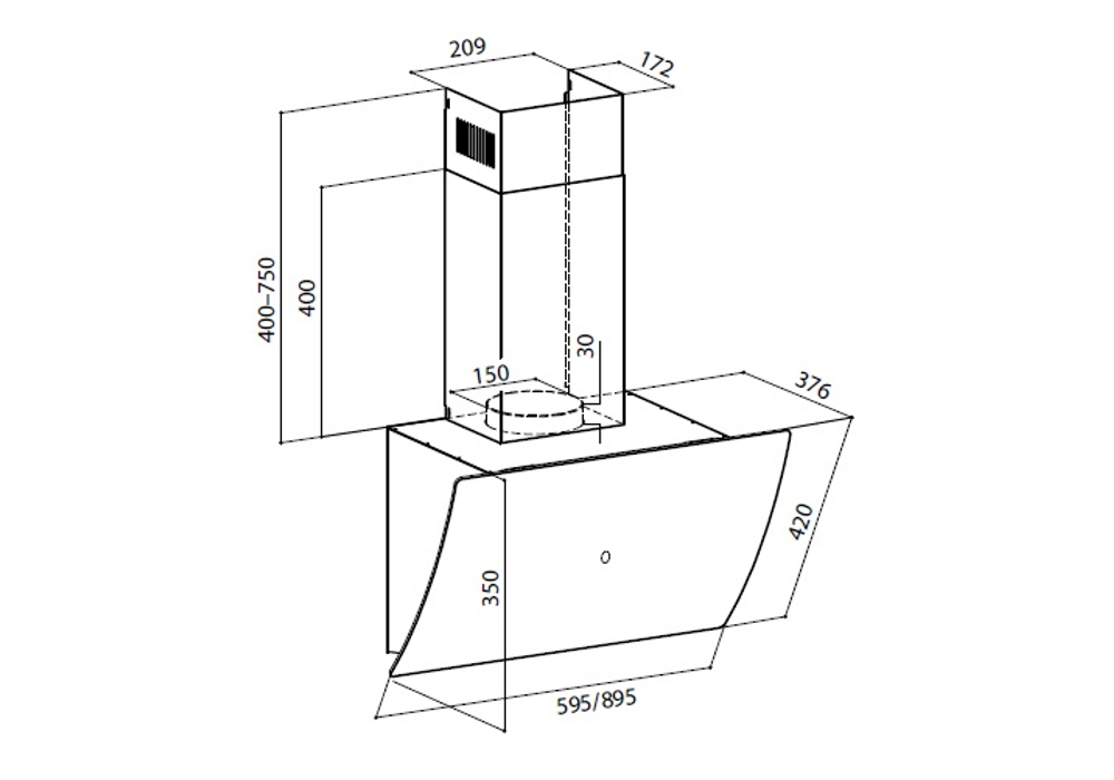 Наклонная вытяжка LEX PLAZA GS 600 WHITE