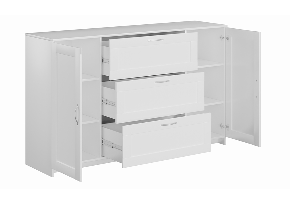 Комод с дверцами Сириус 3 ящика белый