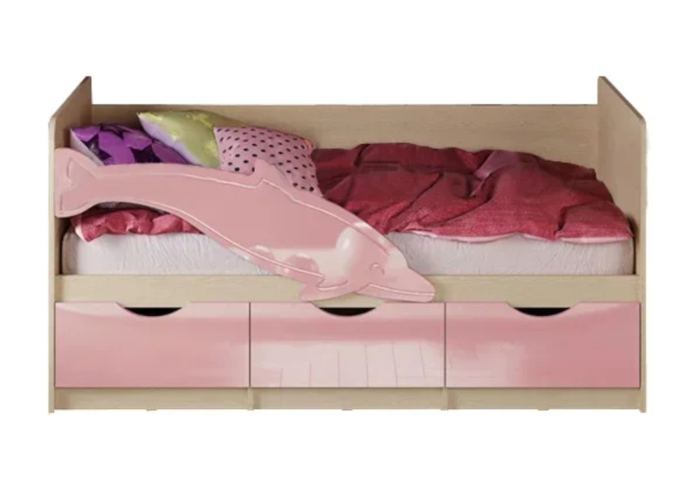 Кровать Дельфин №1 розовый металлик