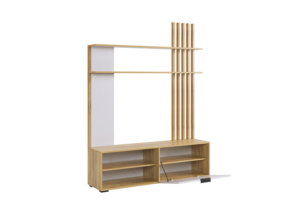 Стенка Бери дуб крафт золотой / белое дерево