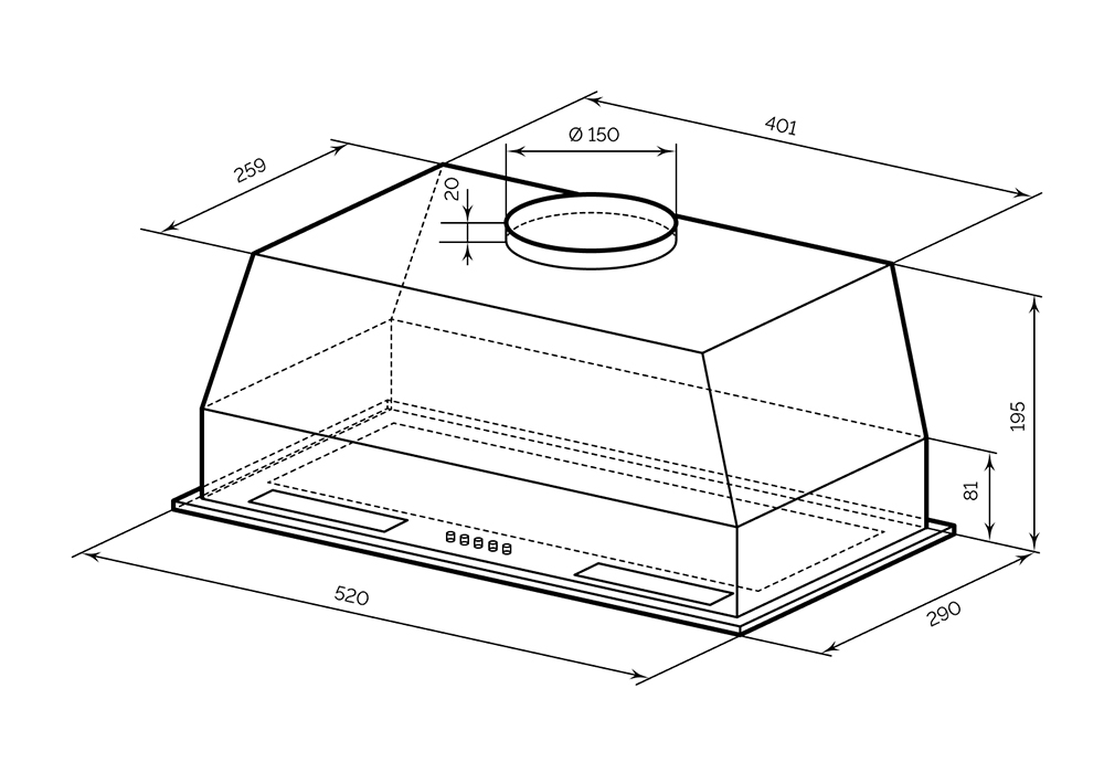 Встраиваемая вытяжка LEX HYPER 600 WH