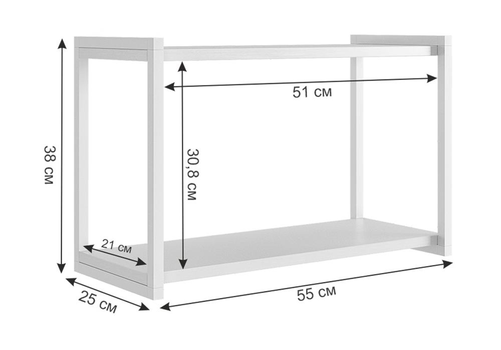 Полка Юниор белое дерево / белый муар