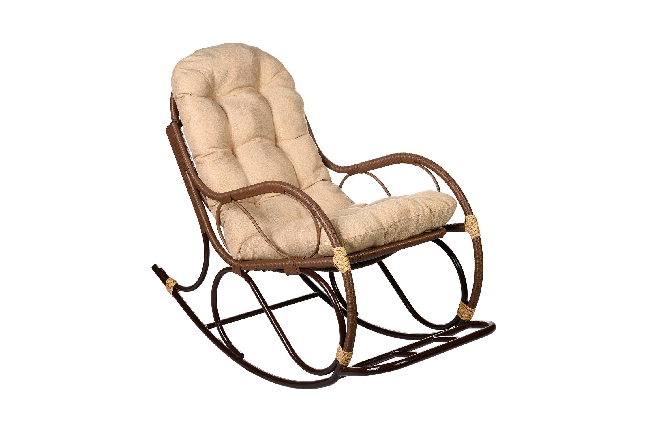 Кресло-качалка с подножкой какао / бежевый