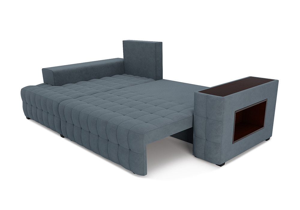 Диван угловой еврокнижка Мадрид велюр серо-синий