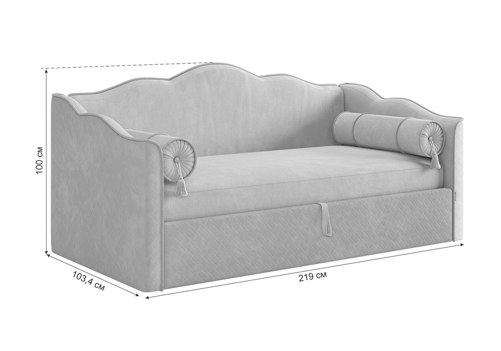 Софа Лея К1 велюр нежно-розовый / галька