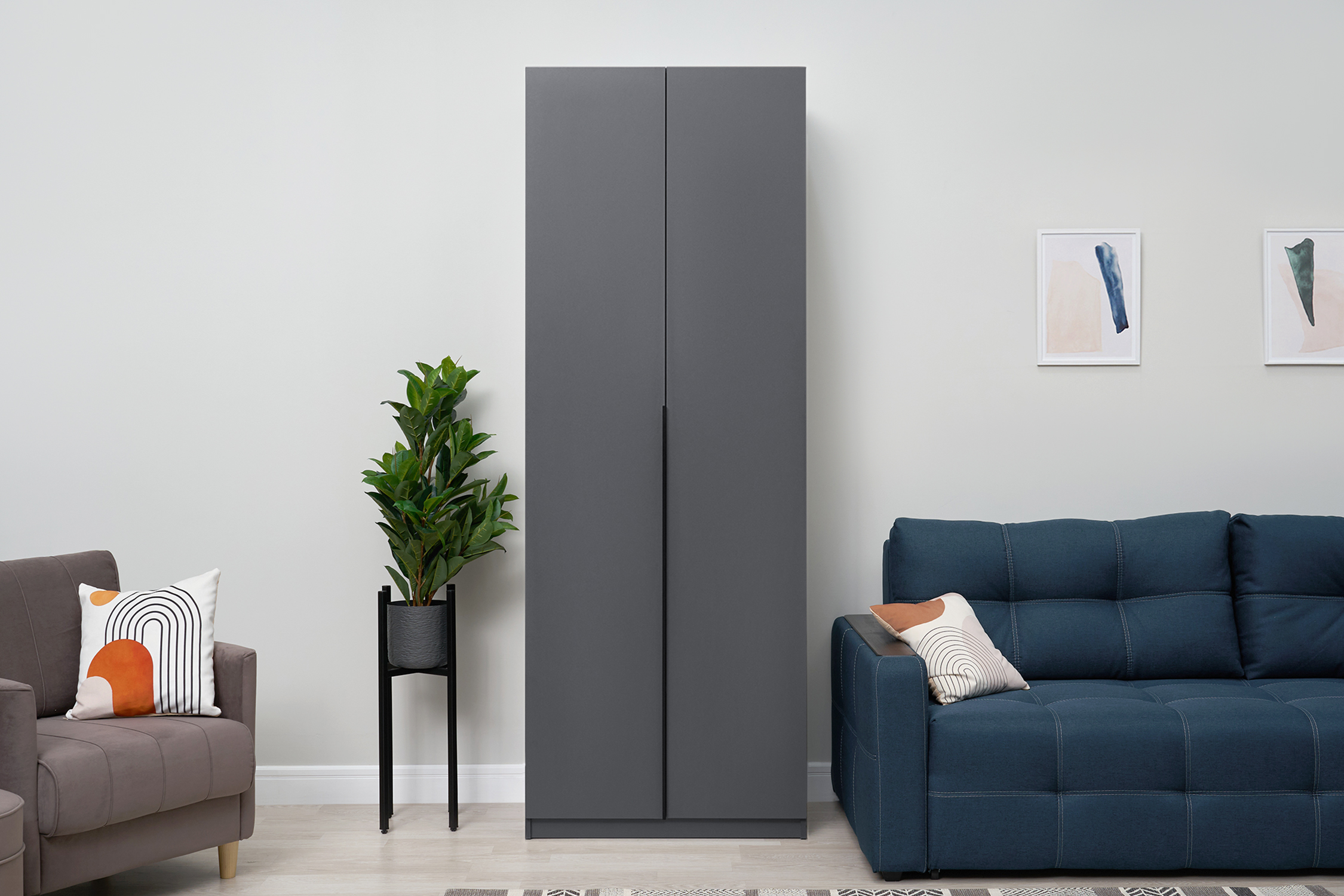 Шкаф 2-х створчатый Тивина графит серый