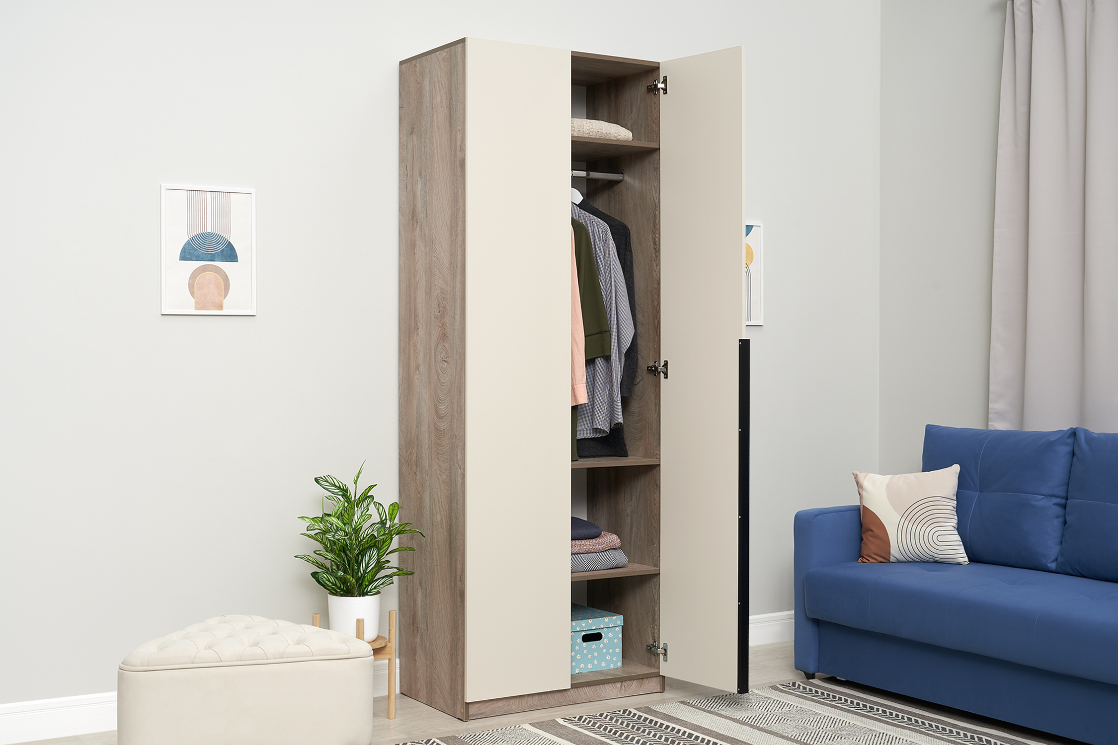 Шкаф 2-х створчатый Тивина эндгрейн / меланж