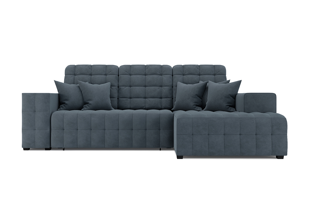 Диван угловой еврокнижка Мадрид велюр серо-синий