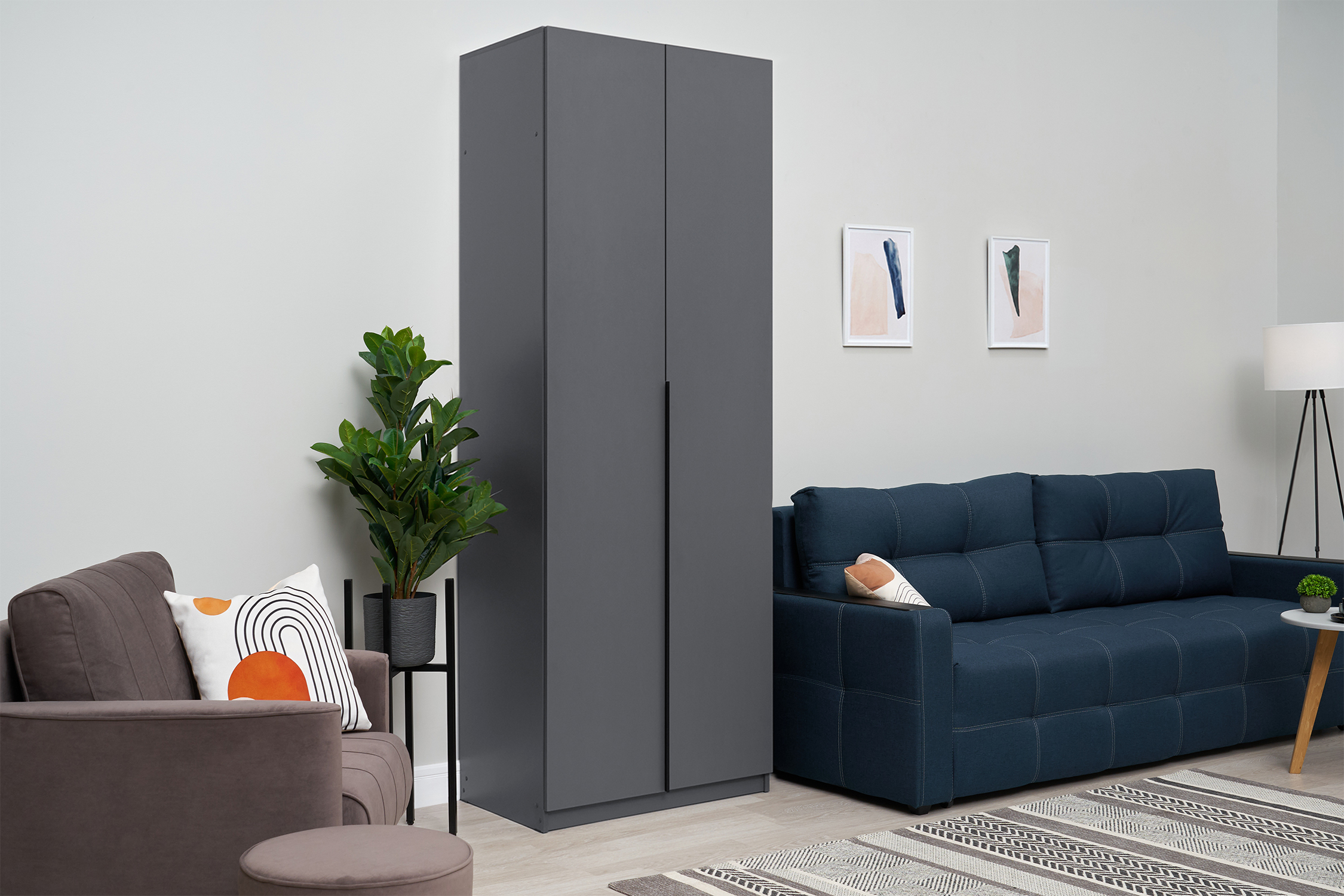 Шкаф 2-х створчатый Тивина графит серый