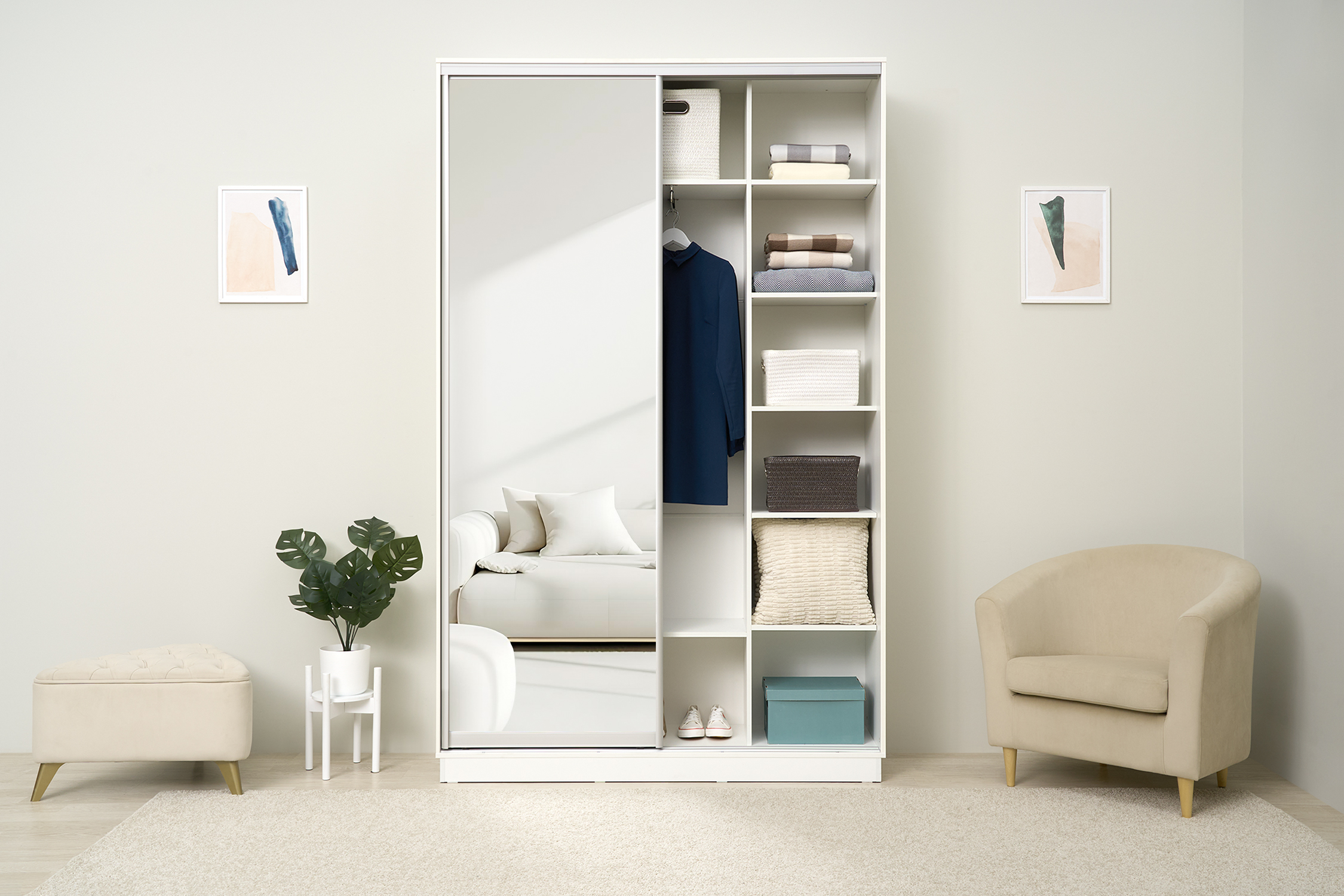 Шкаф-купе двухдверный Арго белый