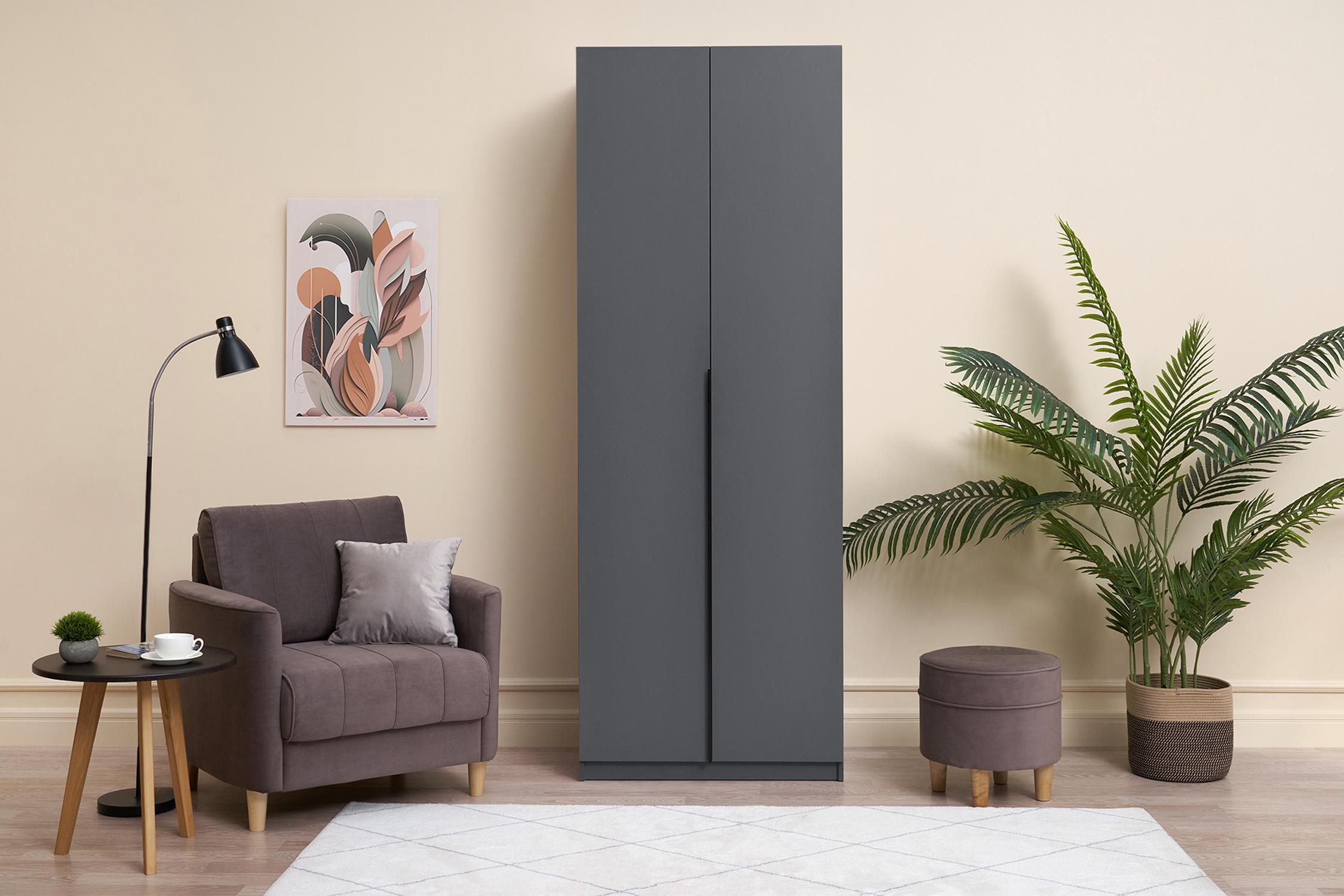 Шкаф 2-х створчатый Тивина графит серый