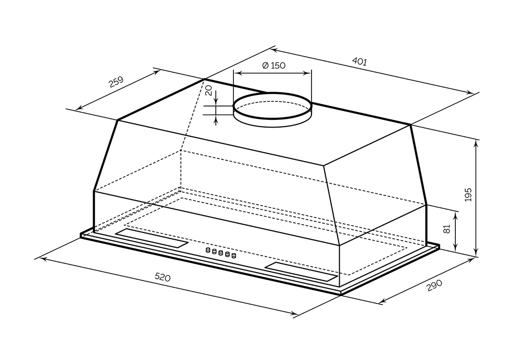 Встраиваемая вытяжка LEX HYPER 600 BL