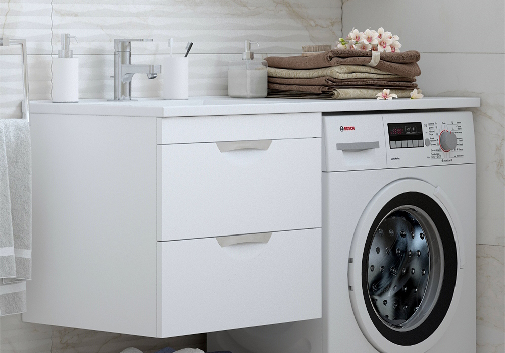 Тумба под раковину подвесная с 2-мя ящиками Алиот белая