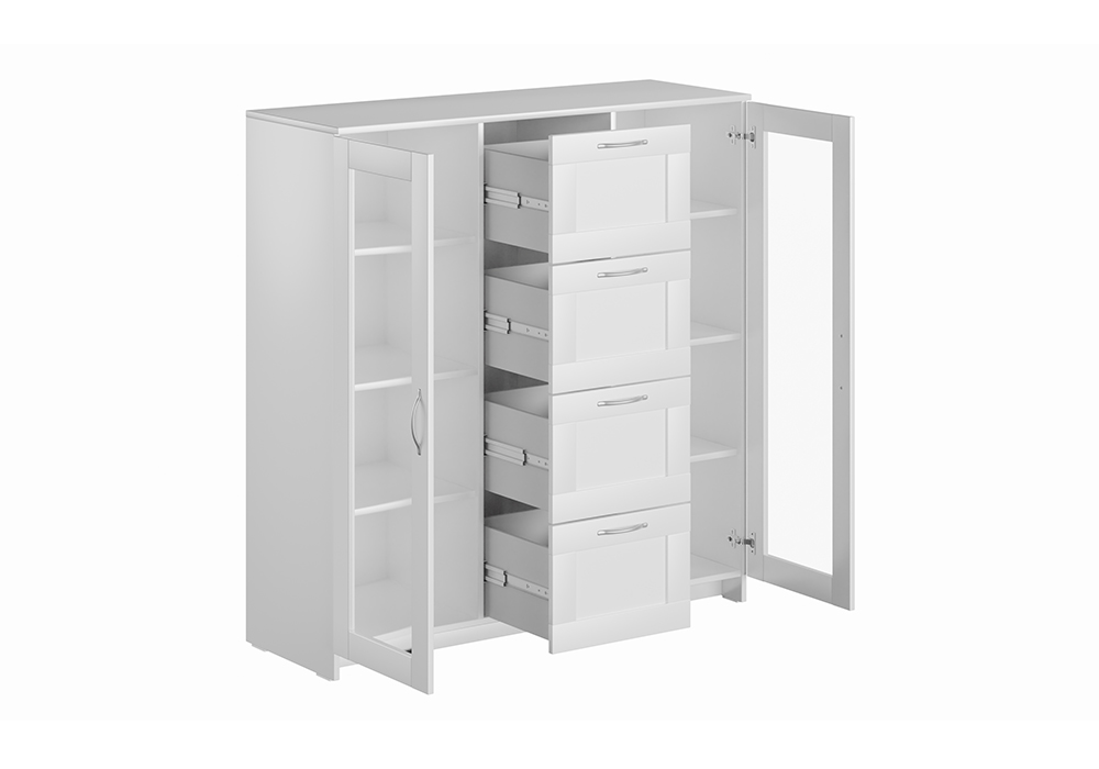 Шкаф-витрина Сириус 4 ящика белый