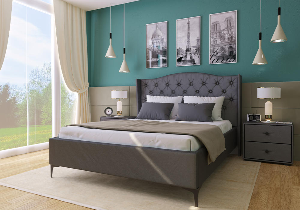 Кровать Флоренция велюр серый